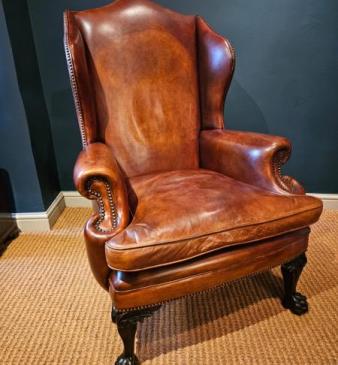 1930's Leather Wing Back Arm Chair