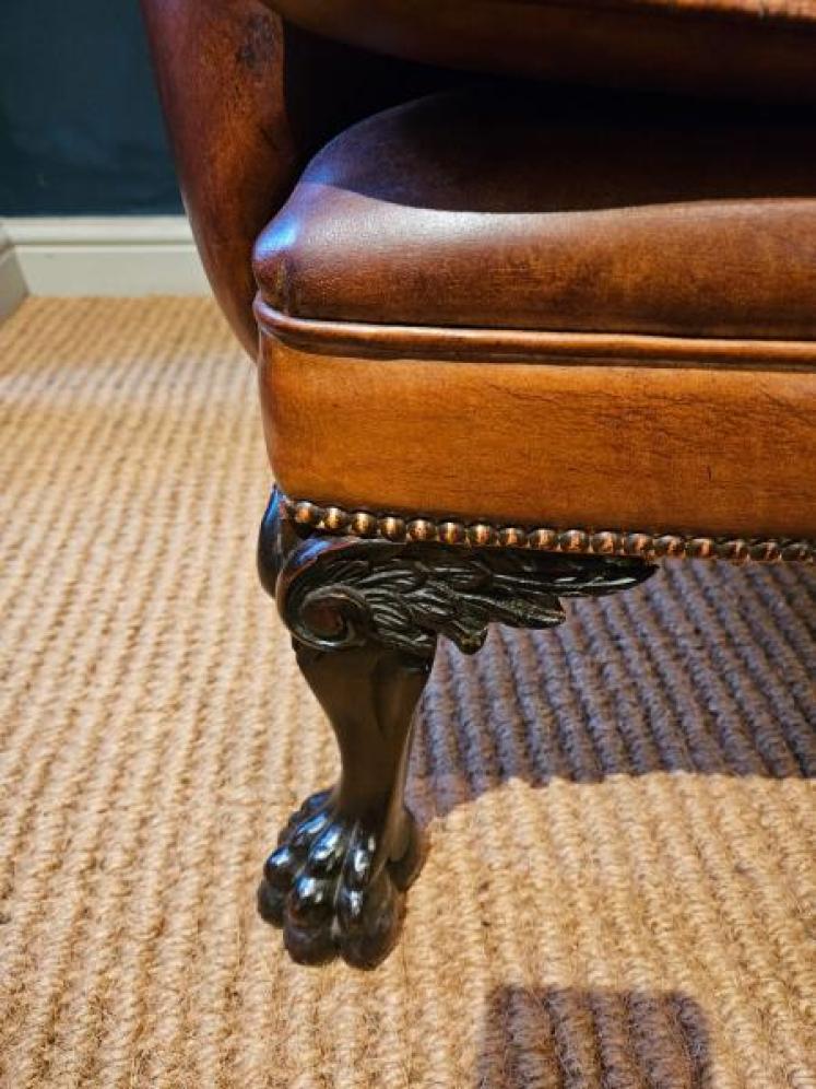 1930's Leather Wing Back Arm Chair - Image 4