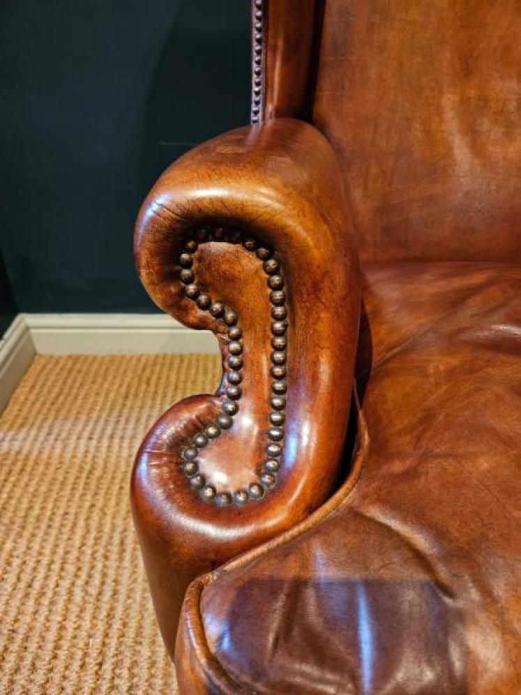 1930's Leather Wing Back Arm Chair - Image 5