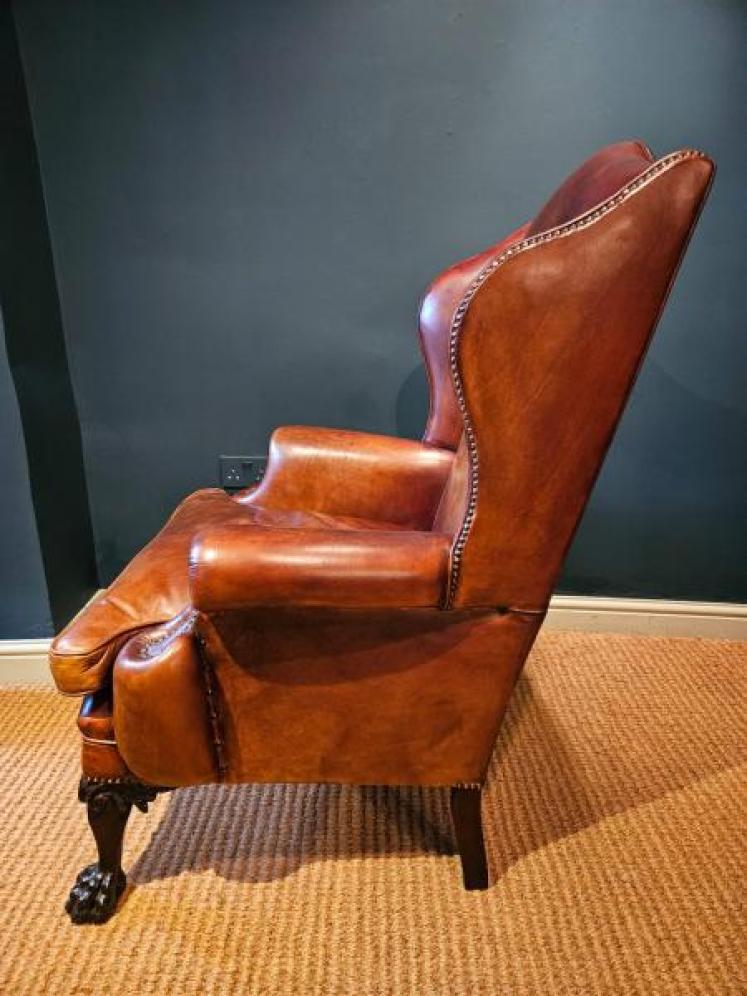 1930's Leather Wing Back Arm Chair - Image 6