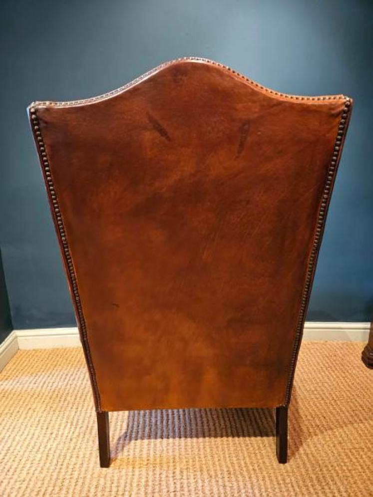 1930's Leather Wing Back Arm Chair - Image 7