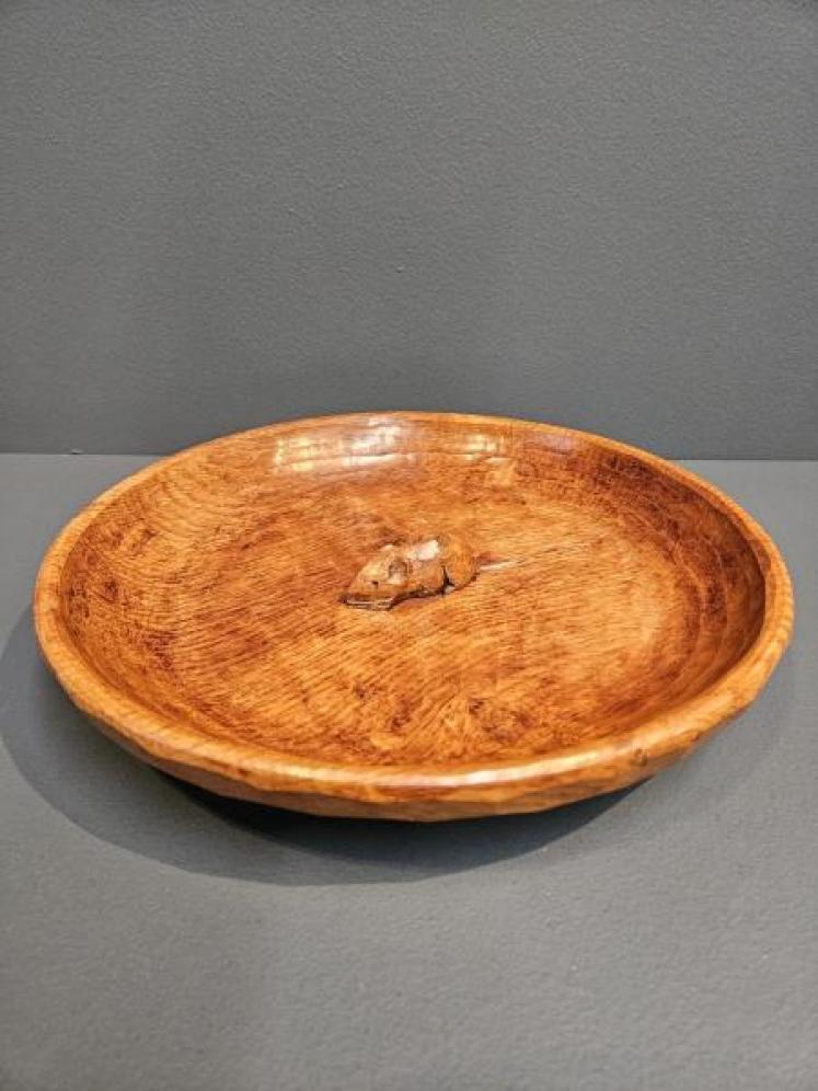 Superb Mouseman Burr Oak Shallow Bowl  - Image 1