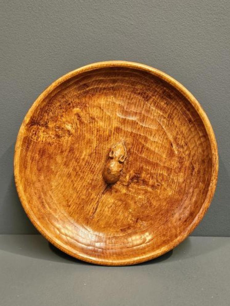 Superb Mouseman Burr Oak Shallow Bowl  - Image 6