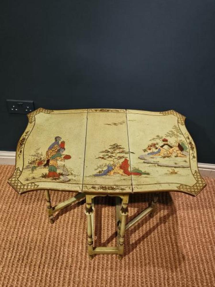 Edwardian Green Chinoiserie Sutherland Table - Image 7