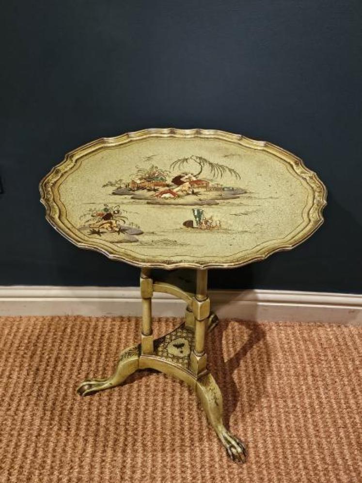 Edwardian Green Chinoiserie Tripod Table - Image 1