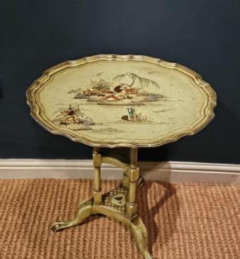 Edwardian Green Chinoiserie Tripod Table