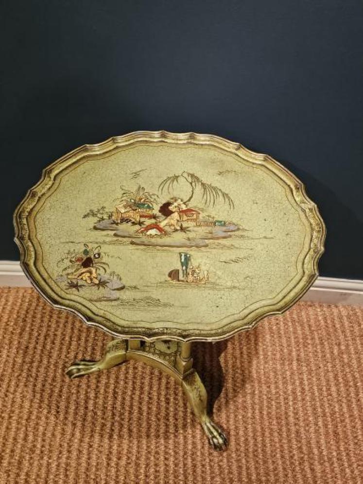 Edwardian Green Chinoiserie Tripod Table - Image 2