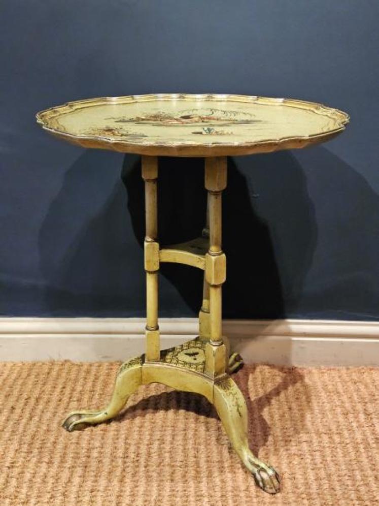 Edwardian Green Chinoiserie Tripod Table - Image 4