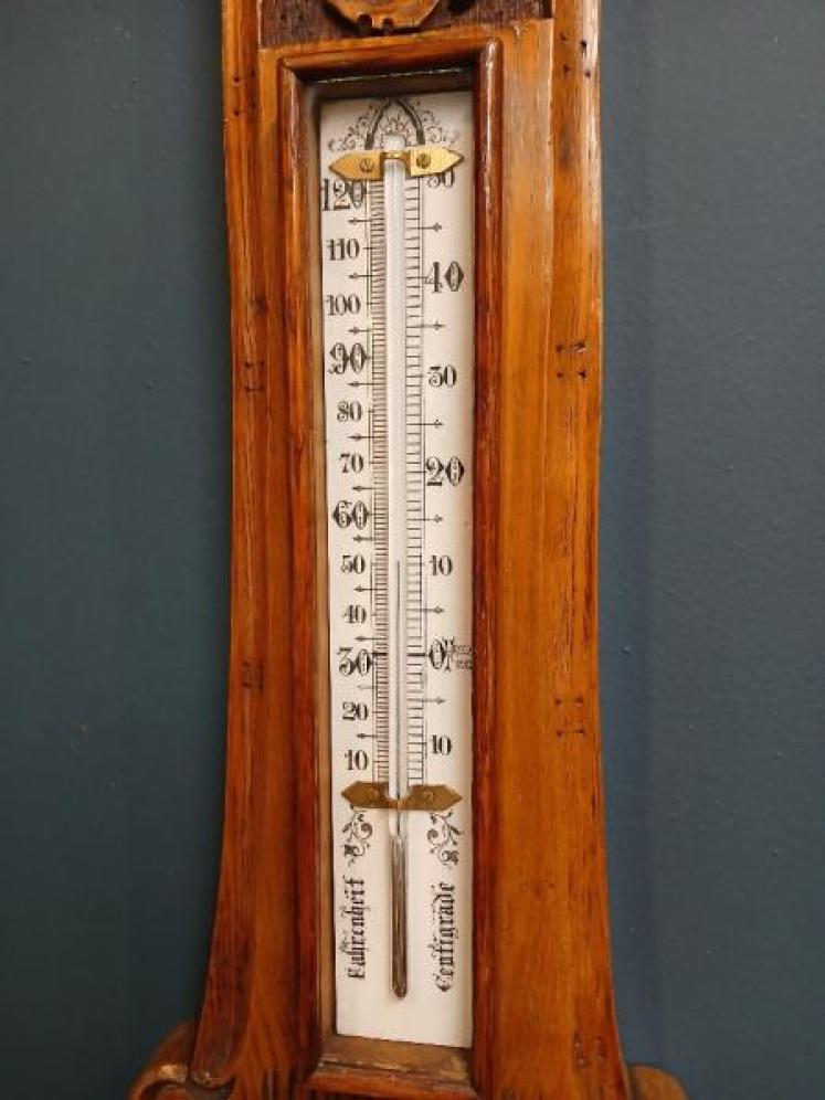 Superb Mid Victorian Polished Oak Banjo Barometer - Image 4