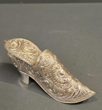 Victorian Silver Shoe Trinket Box
