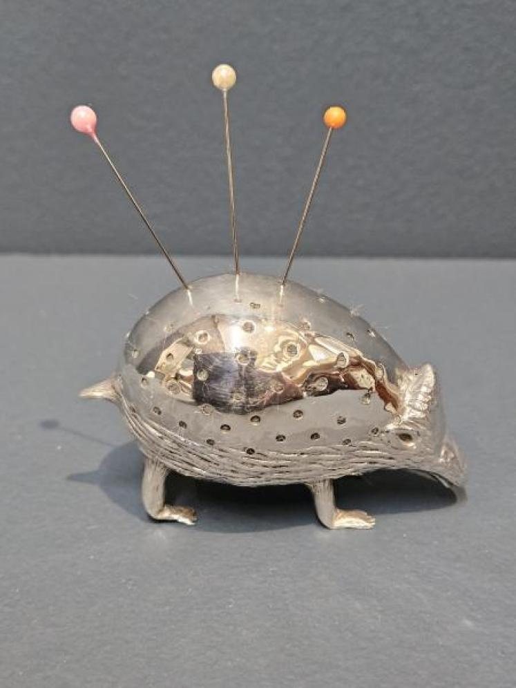Large Silver Hedgehog Pin Cushion - Image 1
