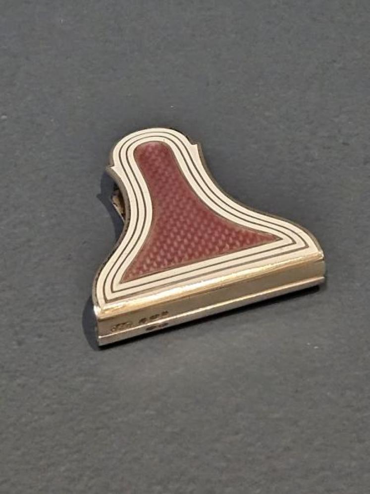 Rare Edwardian Silver and Mauve Enamel Paper Clip - Image 1