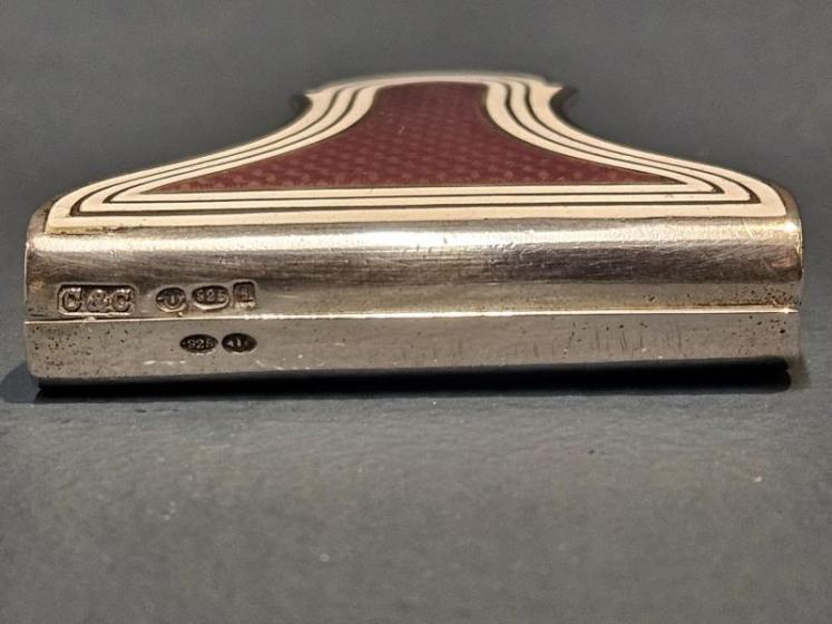 Rare Edwardian Silver and Mauve Enamel Paper Clip - Image 3
