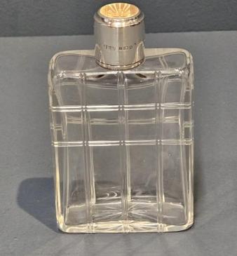 Silver and Enamel Topped Gents Cologne Bottle 