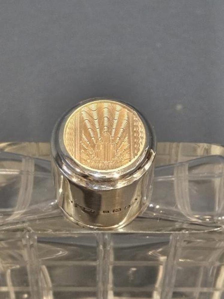 Silver and Enamel Topped Gents Cologne Bottle  - Image 2