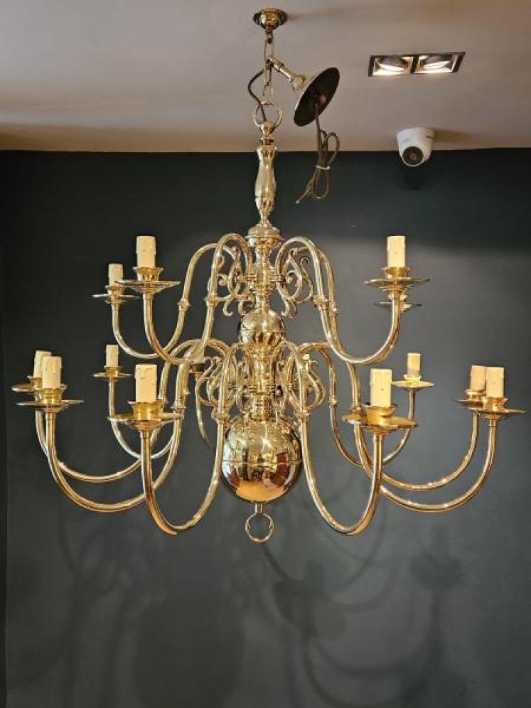 Large Edwardian 15 Arm Two Tier Chandelier  - Image 1