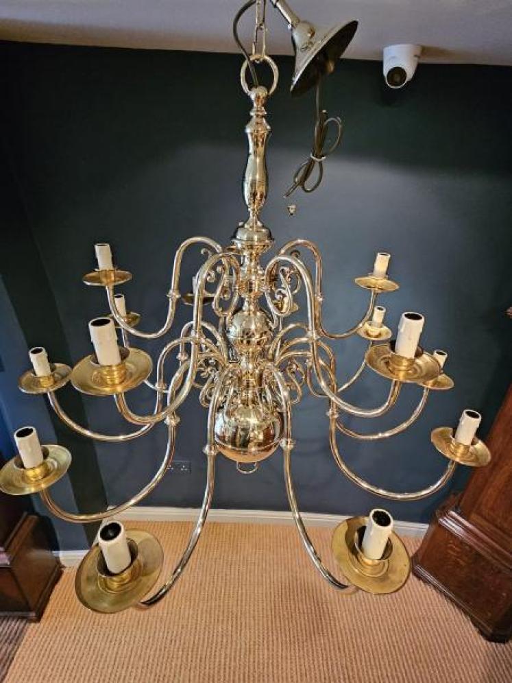 Large Edwardian 15 Arm Two Tier Chandelier  - Image 3