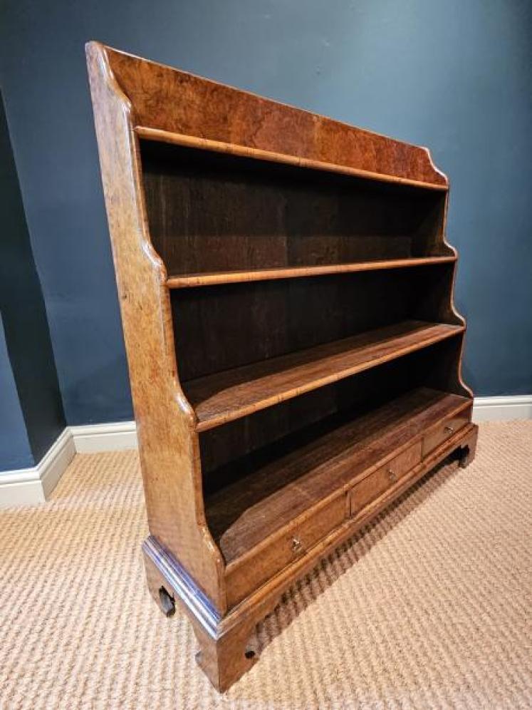 Superb Victorian Burr Walnut and Oak Waterfall Bookcase  - Image 3
