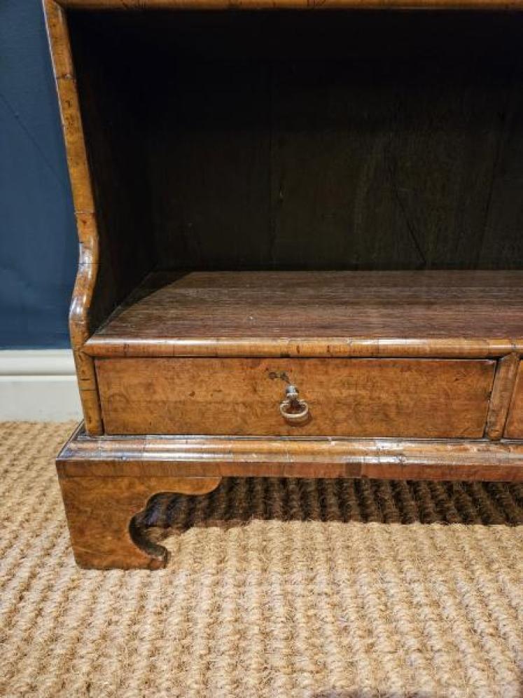 Superb Victorian Burr Walnut and Oak Waterfall Bookcase  - Image 4