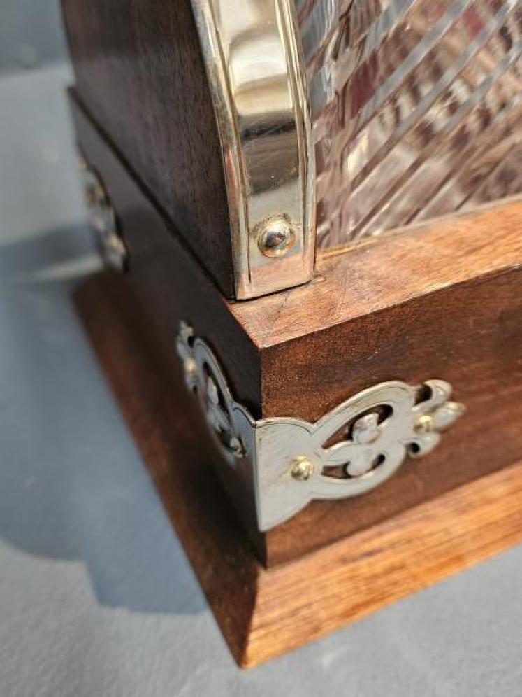Small Victorian Walnut and Silver Plated Tantalus - Image 4
