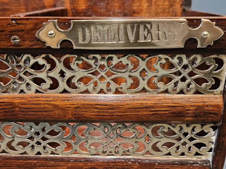 Victorian Oak and Brass Mail Basket - Image 2