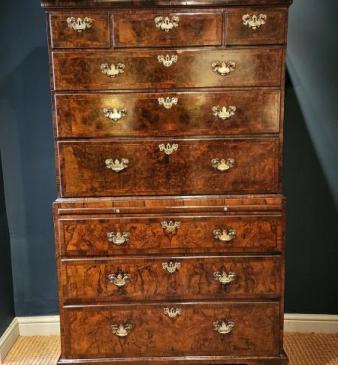 George I Walnut Chest on Chest with Brushing Slide