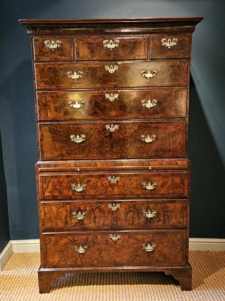George I Walnut Chest on Chest with Brushing Slide - Image 1