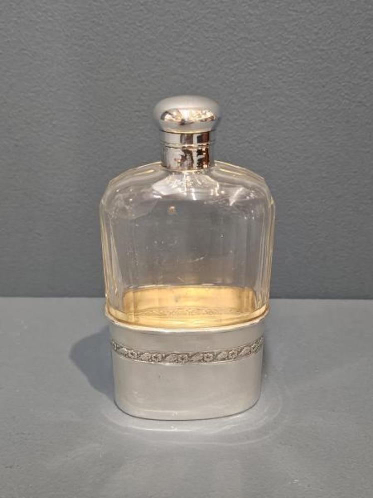 Silver and Crystal Hip Flask - Image 1