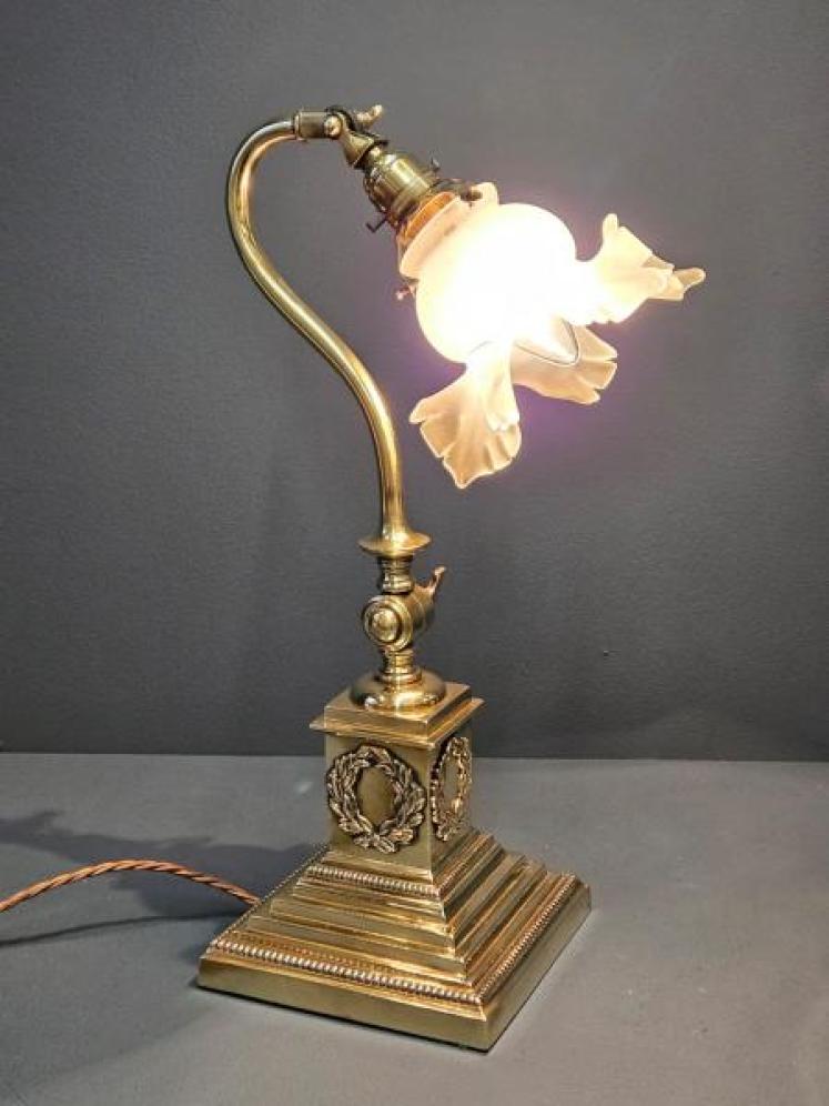 Late Victorian Solid Brass Adjustable Reading Lamp - Image 1