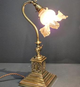 Late Victorian Solid Brass Adjustable Reading Lamp