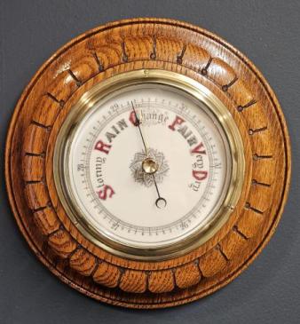 Victorian Oak Petal Carved Case Barometer
