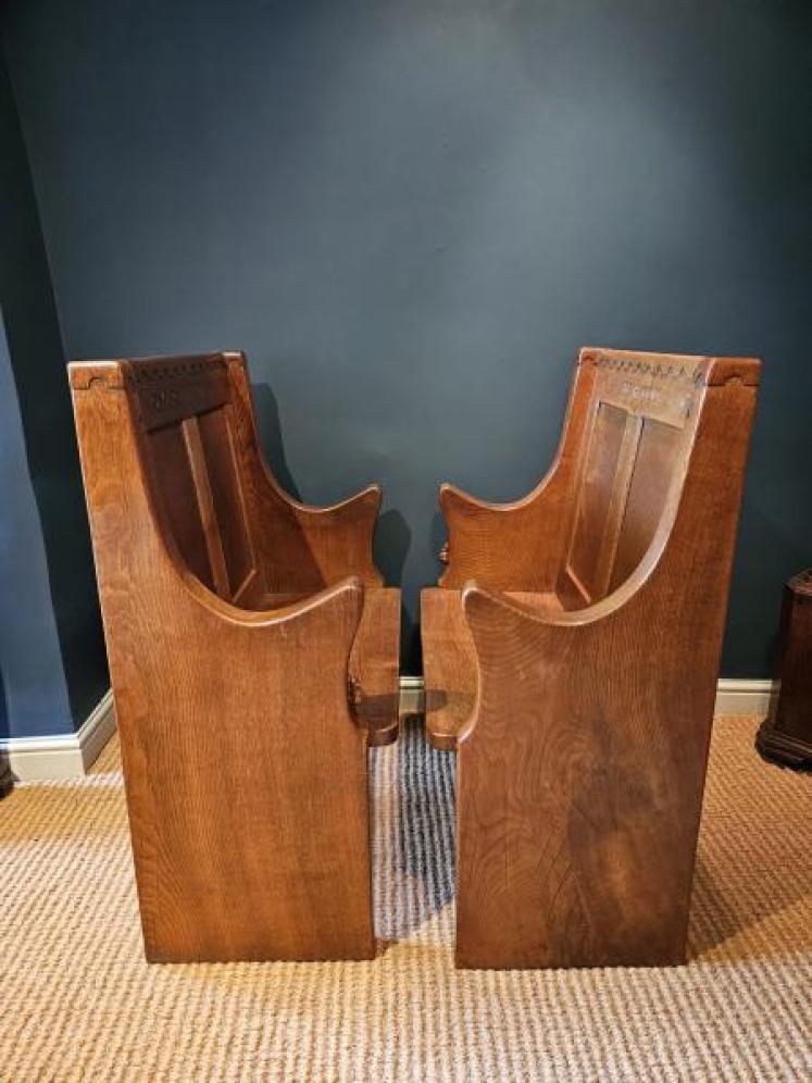Pair of Unique Thompsons of Kilburn Mouseman Settles  - Image 7