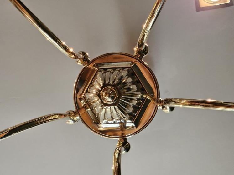 Edwardian Five Arm Brass Chandelier - Image 6