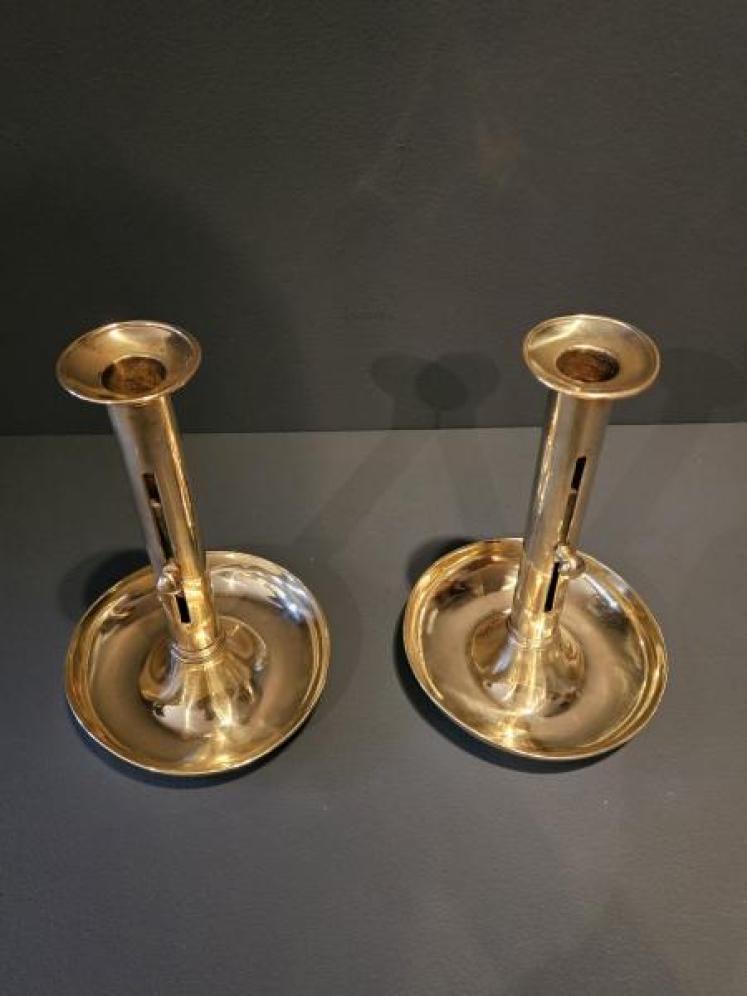 Pair of Georgian Brass Candlesticks With Dished Bases - Image 3