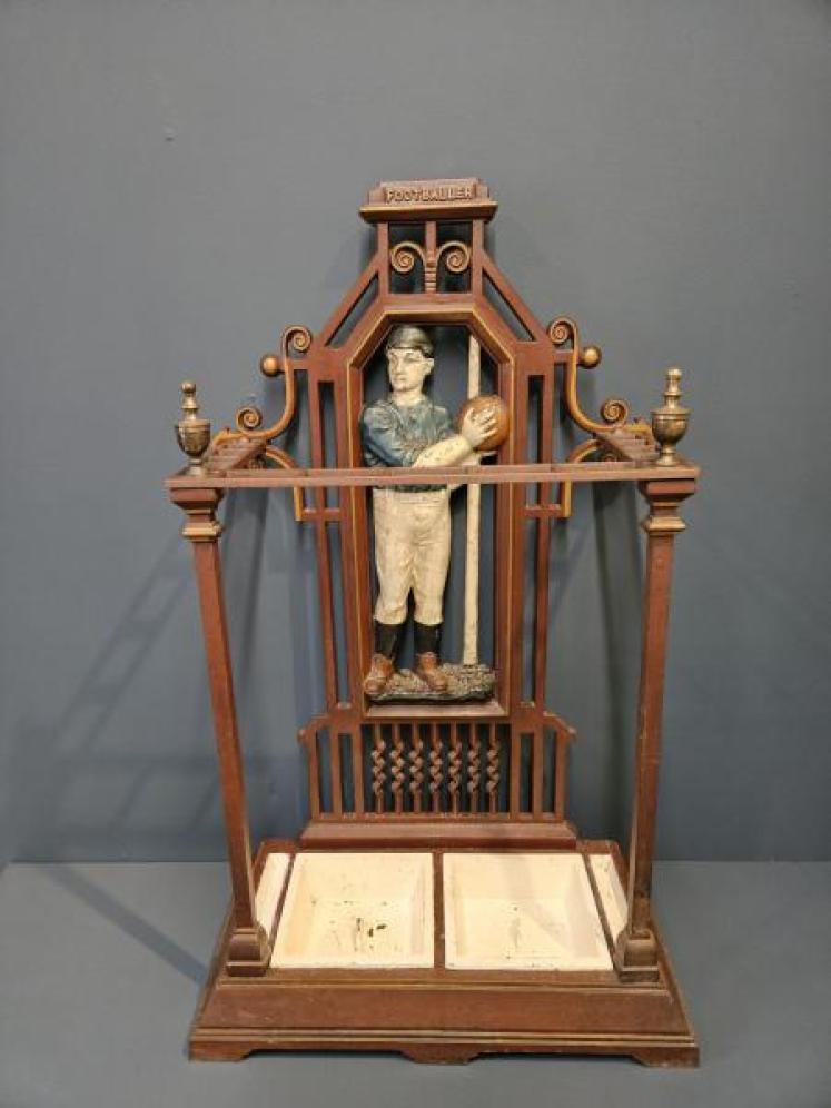 Unusual Edwardian 'Football' Cast Iron Stick Stand - Image 1
