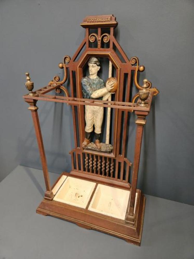 Unusual Edwardian 'Football' Cast Iron Stick Stand - Image 4