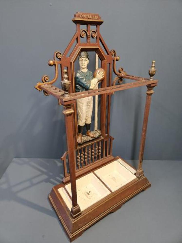 Unusual Edwardian 'Football' Cast Iron Stick Stand - Image 5
