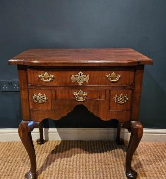 George III Bow Front Walnut Lowboy