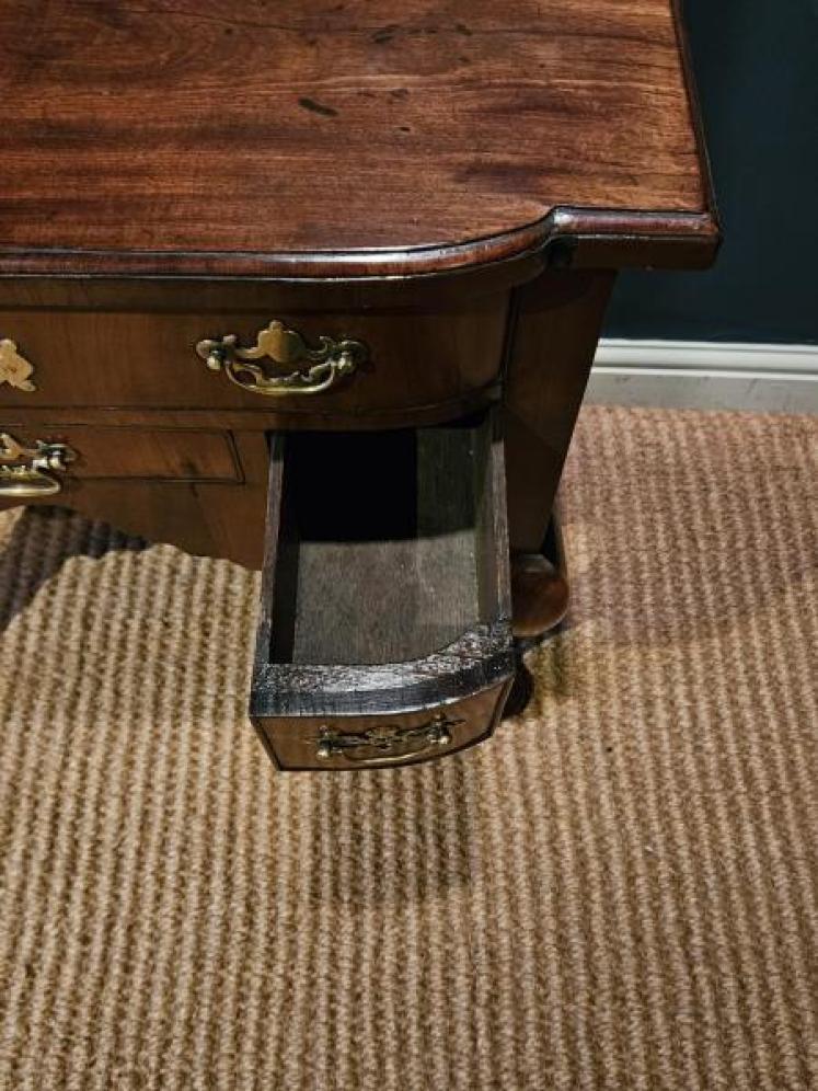 George III Bow Front Walnut Lowboy - Image 5