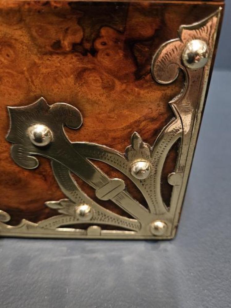 Victorian Brass Trimmed Walnut Stationery Box - Image 4