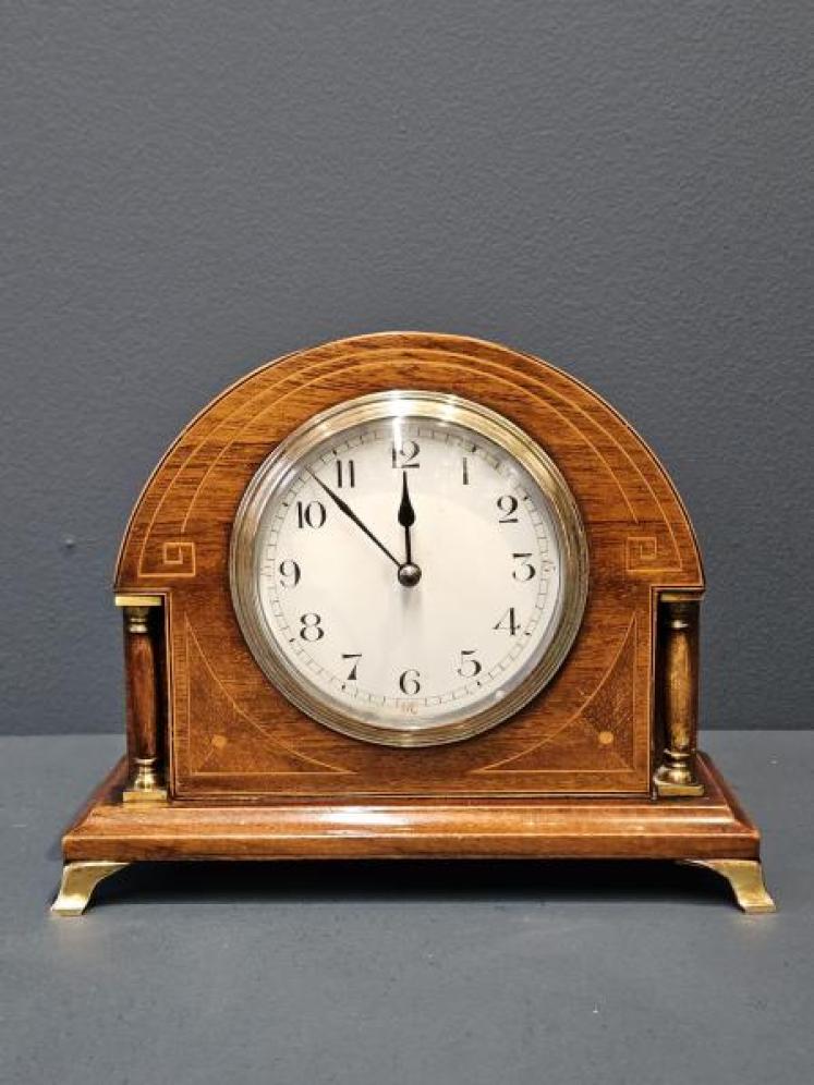 Fine Quality Edwardian Inlaid Arched Top Mantel Clock - Image 1