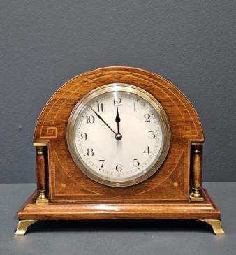 Fine Quality Edwardian Inlaid Arched Top Mantel Clock