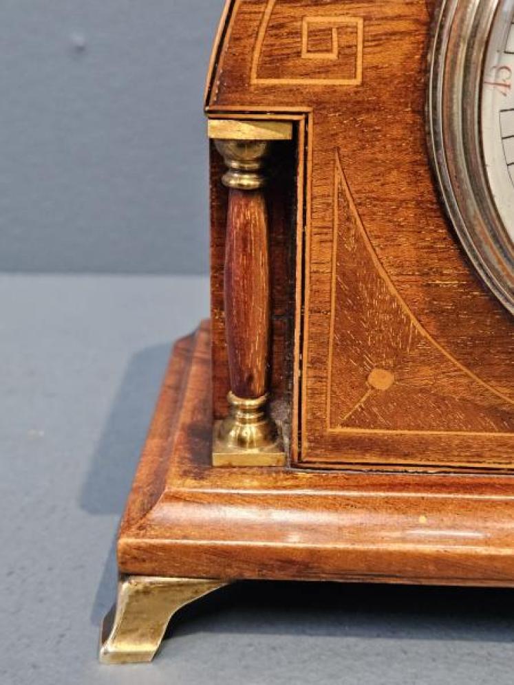 Fine Quality Edwardian Inlaid Arched Top Mantel Clock - Image 2