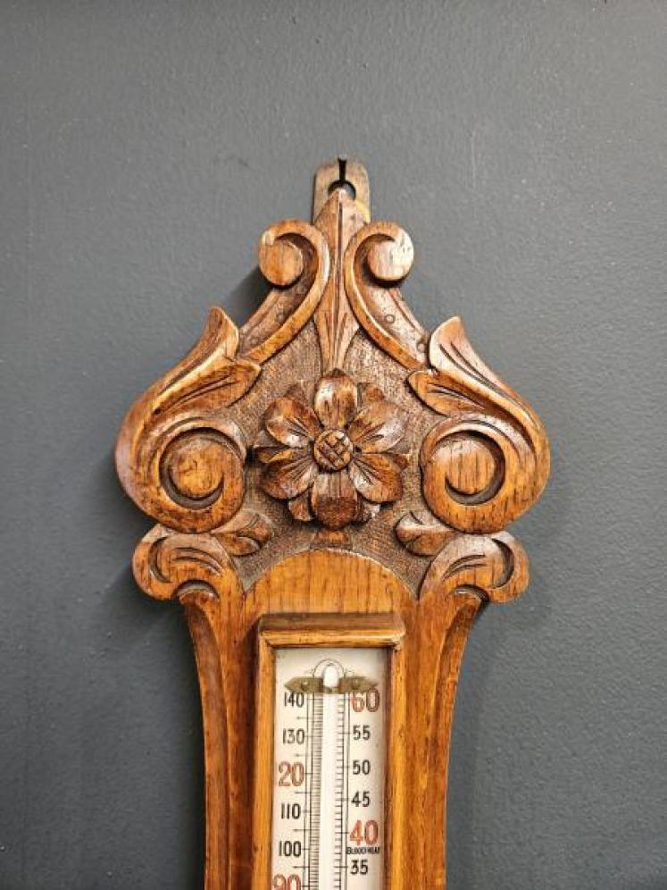 Victorian Oak Cased Banjo Barometer - Image 6