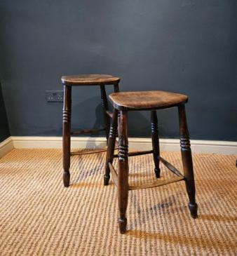 Unusual Pair of Victorian Ash Graduated Stools