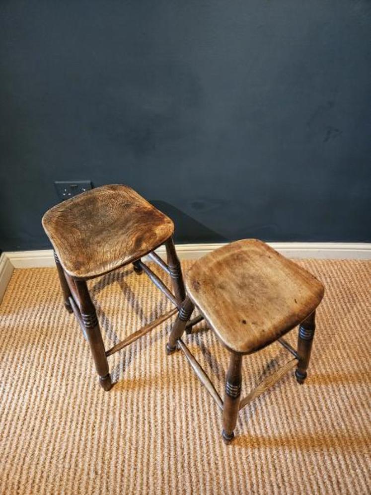 Unusual Pair of Victorian Ash Graduated Stools - Image 3