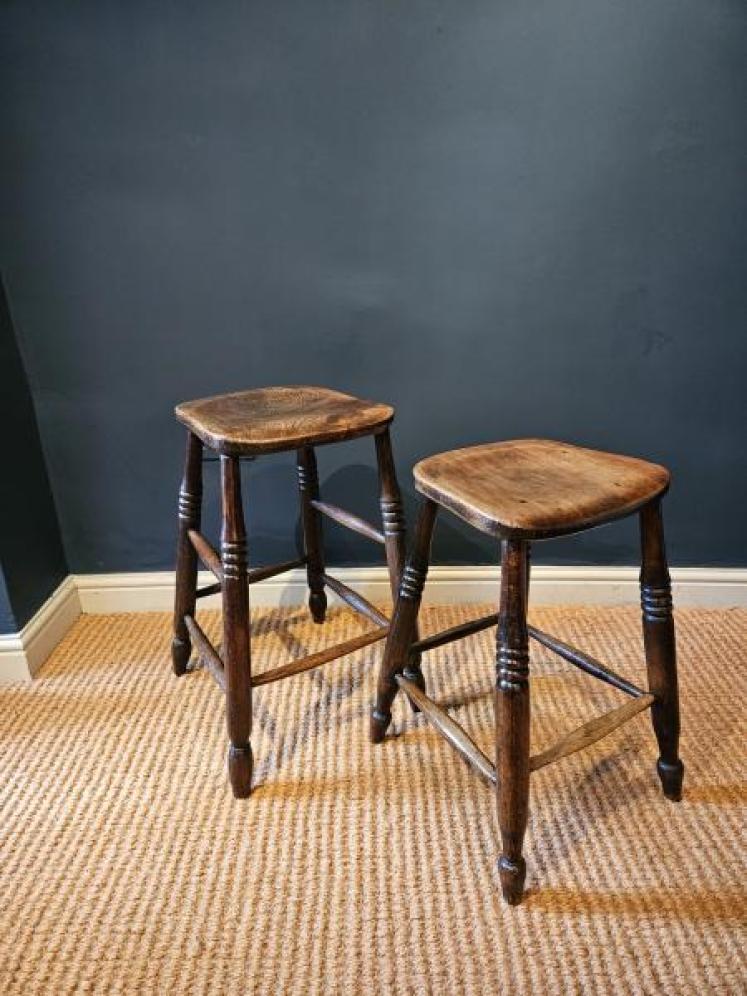 Unusual Pair of Victorian Ash Graduated Stools - Image 4