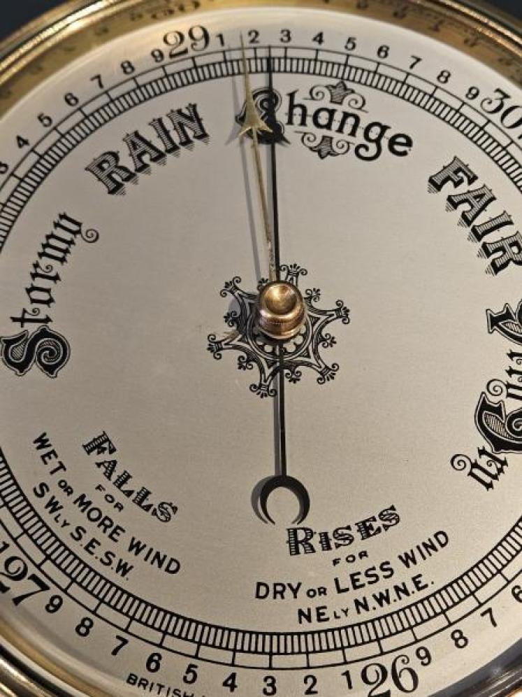 Edwardian Silvered Dial Ships Barometer  - Image 2