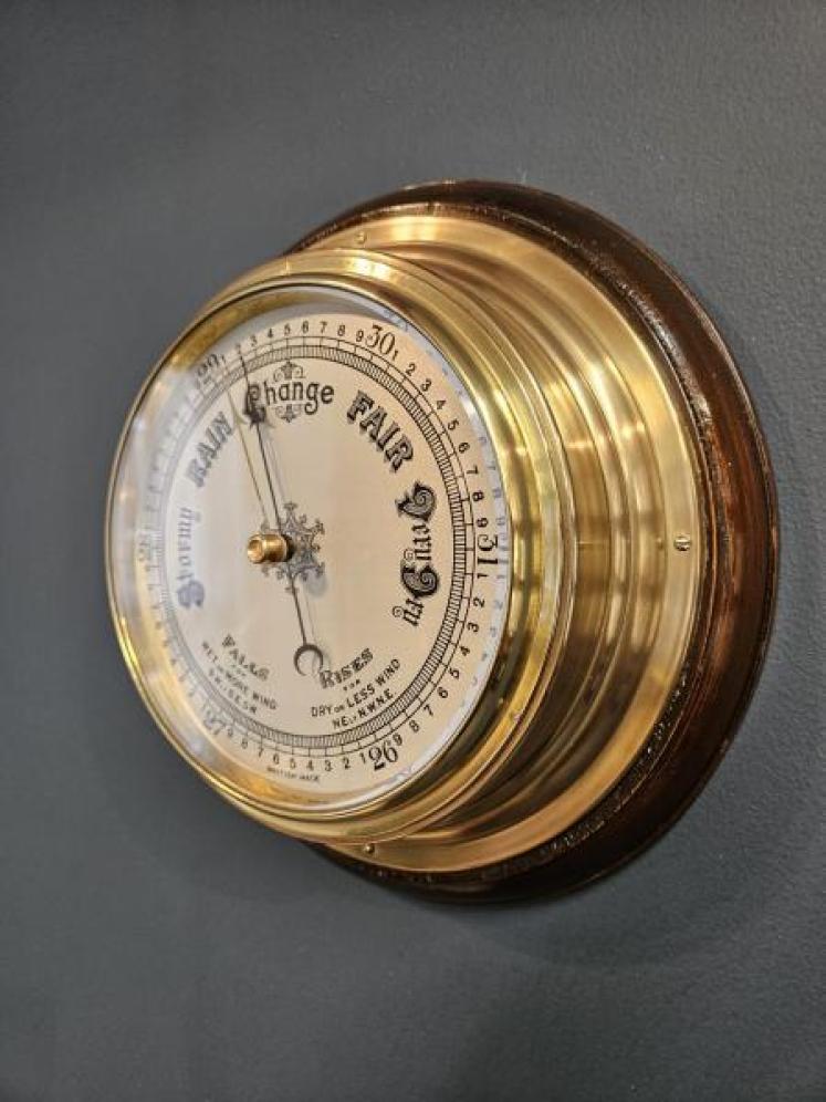 Edwardian Silvered Dial Ships Barometer  - Image 5