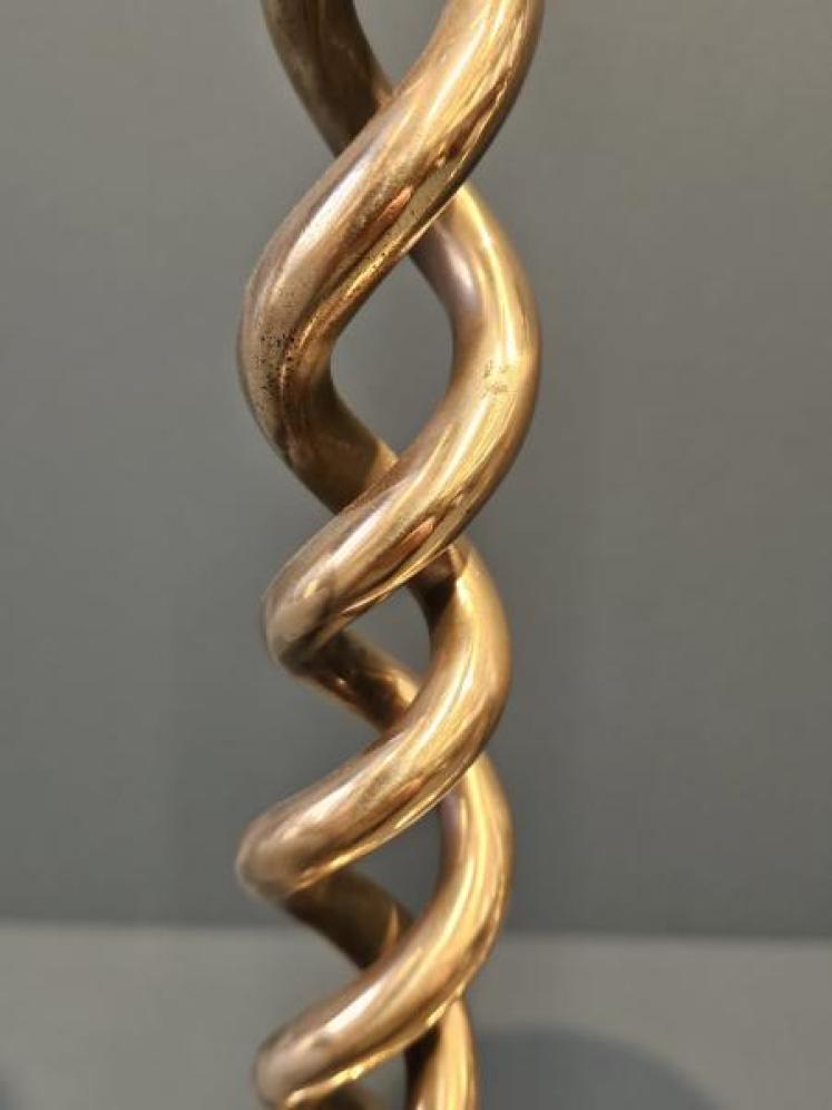 Pair of Victorian Polished Bronze Barley Twist Candlesticks  - Image 4
